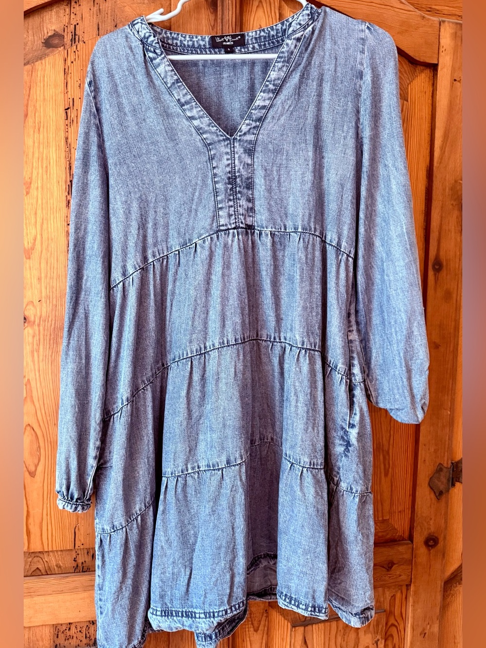 Velvet Heart Light Denim Blue Drop Waist Dress Size Small